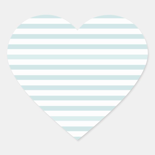 Lt. Blue and White Horizontal Stripe Heart Sticker (Front)