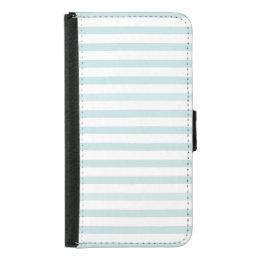 Lt. Blue and White Horizontal Stripe Wallet Phone Case For Samsung Galaxy S5