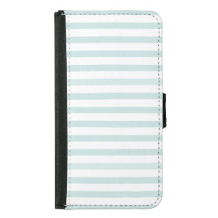 Lt. Blue and White Horizontal Stripe Wallet Phone Case For Samsung Galaxy S5