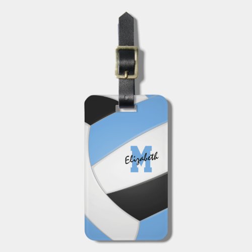 lt blue black team colors gifts kids volleyball luggage tag