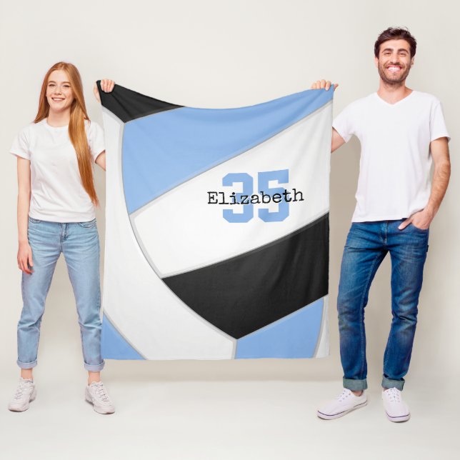 lt blue black white kids sports room volleyball fleece blanket (In Situ)