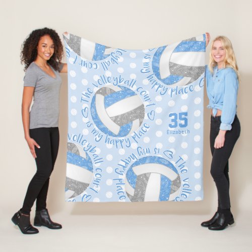 lt blue gray boho volleyball court happy place fleece blanket