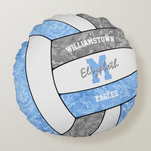 lt blue gray volleyball team colors girls sports round pillow