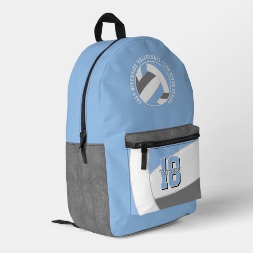 light blue gray school club team colors volleyball backpack