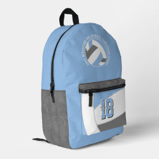 lt blue gray volleyball team colors team name printed backpack