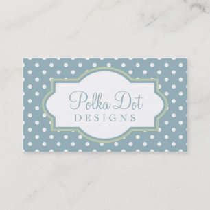 Lt. Blue Green & White Polka Dot Business Cards