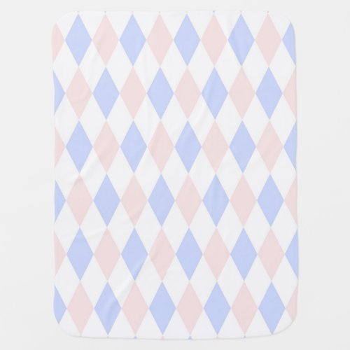 Lt Blue Lt Pink Wht Harlequin Diamond Pattern Swaddle Blanket