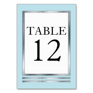 Lt Blue   Silver   White Modern Simple Elegant Table Number