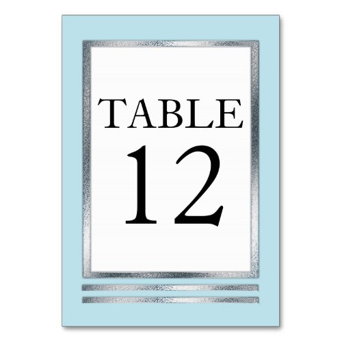 Lt Blue  Silver  White Modern Simple Elegant Table Number