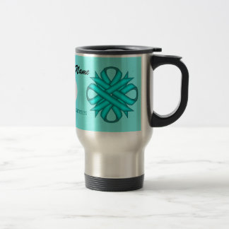 Lt Blue/Teal Clover Rbn Tmpl by Kenneth Yoncich Travel Mug