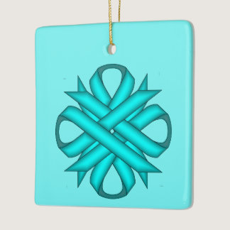 Lt Blue/Teal Clover Ribbon by K Yoncich Ceramic Ornament