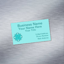 Lt Blue/Teal Clover Ribbon by Kenneth Yoncich Business Card Magnet