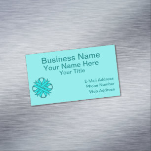 Lt Blue/Teal Clover Ribbon by Kenneth Yoncich Business Card Magnet