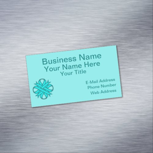 Lt BlueTeal Clover Ribbon by Kenneth Yoncich Business Card Magnet