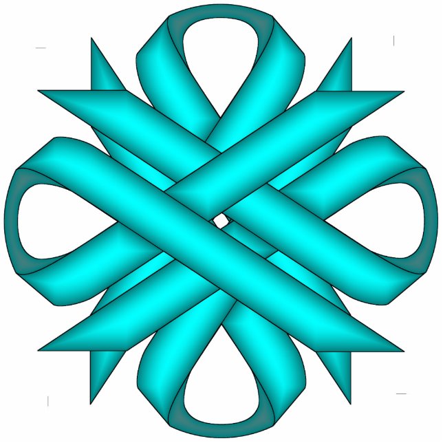 Lt Blue/Teal Clover Ribbon by Kenneth Yoncich Cutout (Front)