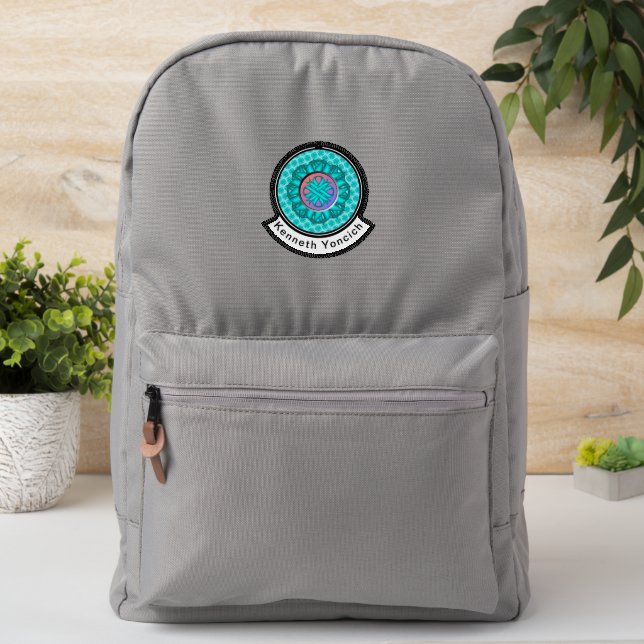 Lt Blue/Teal Clover Ribbon by Kenneth Yoncich Patch (On Backpack)