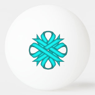 Lt Blue / Teal Clover Ribbon by Kenneth Yoncich Ping-Pong Ball