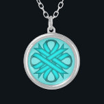 Lt Blue/Teal Clover Ribbon by Kenneth Yoncich Silver Plated Necklace<br><div class="desc">Light Blue / Teal Clover Ribbon Necklace.
Images Copyright (C) Kenneth Kenji Yoncich. All Rights Reserved.</div>