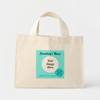 Lt Blue/Teal Clover Ribbon Template by K Yoncich Mini Tote Bag