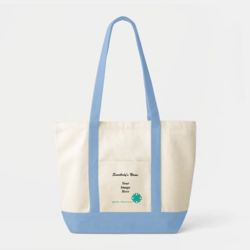 Lt BlueTeal Clover Ribbon Template by K Yoncich Tote Bag
