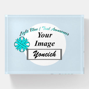 Lt Blue/Teal Clover Ribbon Tmpl by Kenneth Yoncich Paperweight