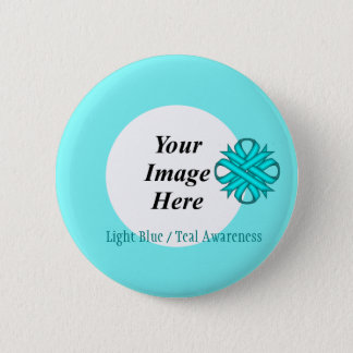 Lt Blue/Teal Clover Ribbon Tmpl by Kenneth Yoncich Pinback Button