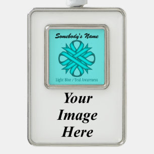 Lt Blue/Teal Clover Ribbon Tmpl (V-I) by K Yoncich Christmas Ornament
