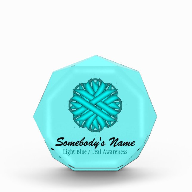 Lt Blue/Teal Flower Ribbon by Kenneth Yoncich Acrylic Award (Front)