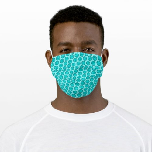 Lt BlueTeal Flower Ribbon by Kenneth Yoncich Adult Cloth Face Mask