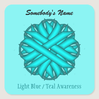 Lt Blue/Teal Flower Ribbon by Kenneth Yoncich Square Sticker