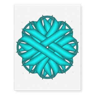 Lt Blue/Teal Flower Ribbon by Kenneth Yoncich Temporary Tattoos