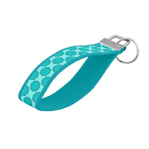Lt Blue/Teal Flower Ribbon by Kenneth Yoncich Wrist Keychain
