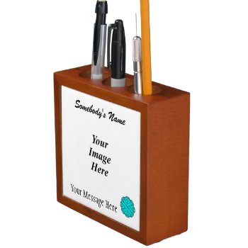 Lt Blue/teal Flower Ribbon Template By K Yoncich Pencil/pen Holder by KennethYoncich at Zazzle