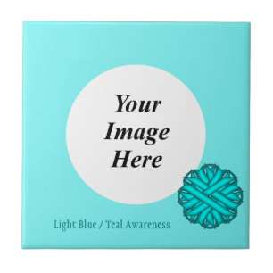 Lt Blue/Teal Flower Ribbon Template by K Yoncich Tile