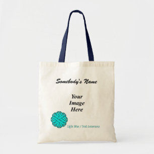 Lt Blue/Teal Flower Ribbon Template by K Yoncich Tote Bag
