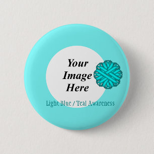 Lt Blue/Teal Flower Ribbon Tmpl by Kenneth Yoncich Button