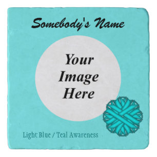Lt Blue/Teal Flower Ribbon Tmpl by Kenneth Yoncich Trivet