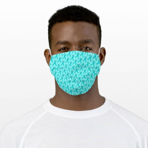 Lt BlueTeal Standard Ribbon by Kenneth Yoncich Adult Cloth Face Mask