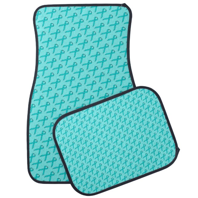 Lt Blue / Teal Standard Ribbon by Kenneth Yoncich Car Mat (Set)