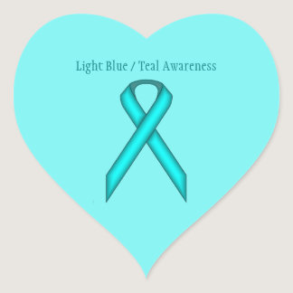 Lt Blue/Teal Standard Ribbon by Kenneth Yoncich Heart Sticker