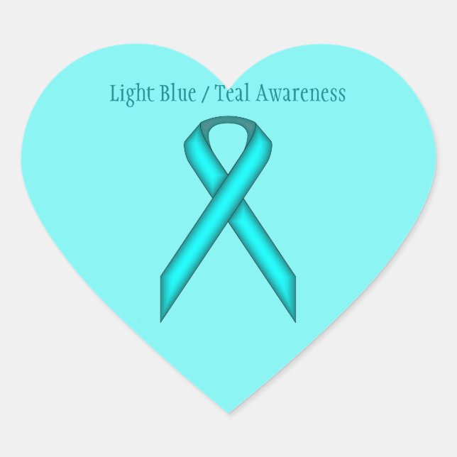 Lt Blue/Teal Standard Ribbon by Kenneth Yoncich Heart Sticker (Front)