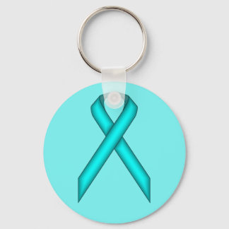 Lt Blue / Teal Standard Ribbon by Kenneth Yoncich Keychain
