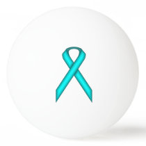 Lt Blue / Teal Standard Ribbon by Kenneth Yoncich Ping-Pong Ball