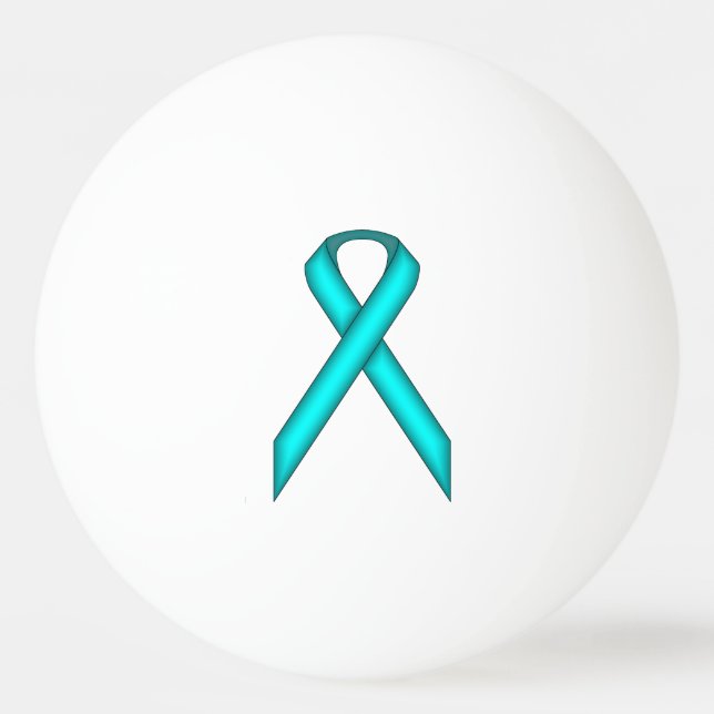 Lt Blue / Teal Standard Ribbon by Kenneth Yoncich Ping-Pong Ball (Front)