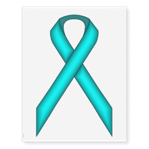 Lt Blue/Teal Standard Ribbon by Kenneth Yoncich Temporary Tattoos