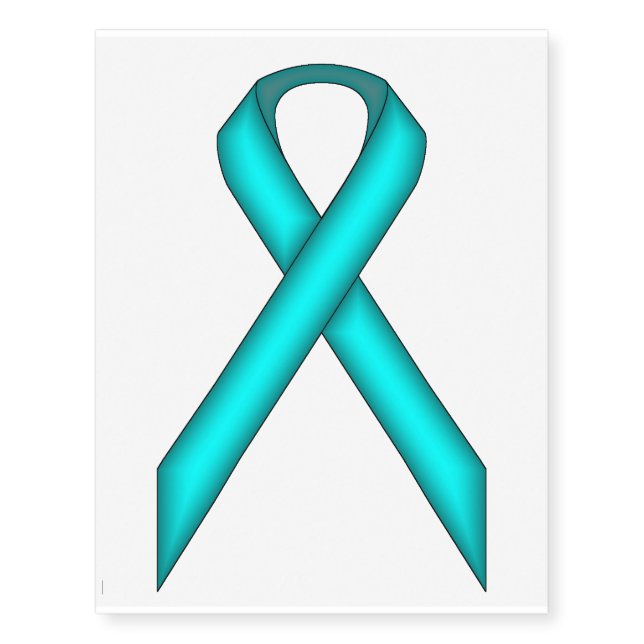 Lt Blue/Teal Standard Ribbon by Kenneth Yoncich Temporary Tattoos (Front)