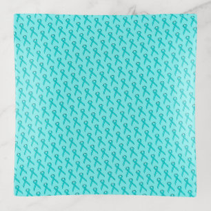 Lt Blue / Teal Standard Ribbon by Kenneth Yoncich Trinket Tray