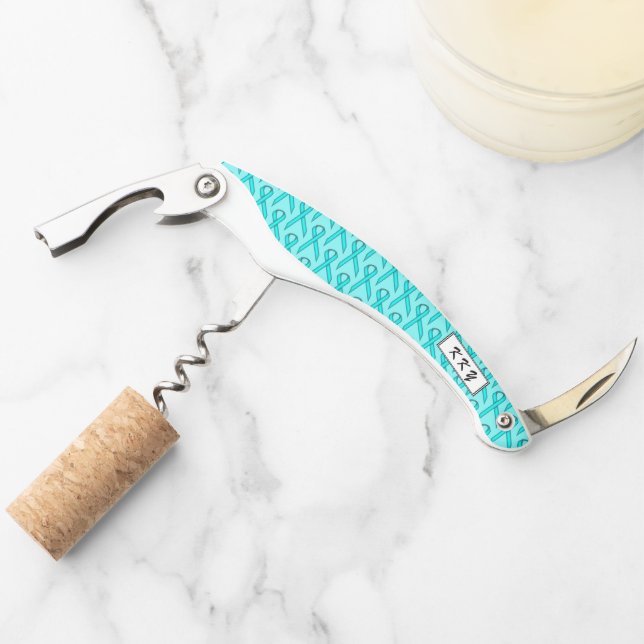 Lt Blue / Teal Standard Ribbon by Kenneth Yoncich Waiter's Corkscrew (Front)
