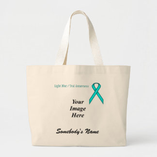 Lt Blue/Teal Standard Ribbon Template by K Yoncich Large Tote Bag