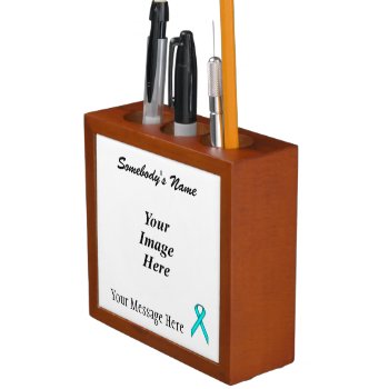Lt Blue/teal Standard Ribbon Template By K Yoncich Pencil/pen Holder by KennethYoncich at Zazzle